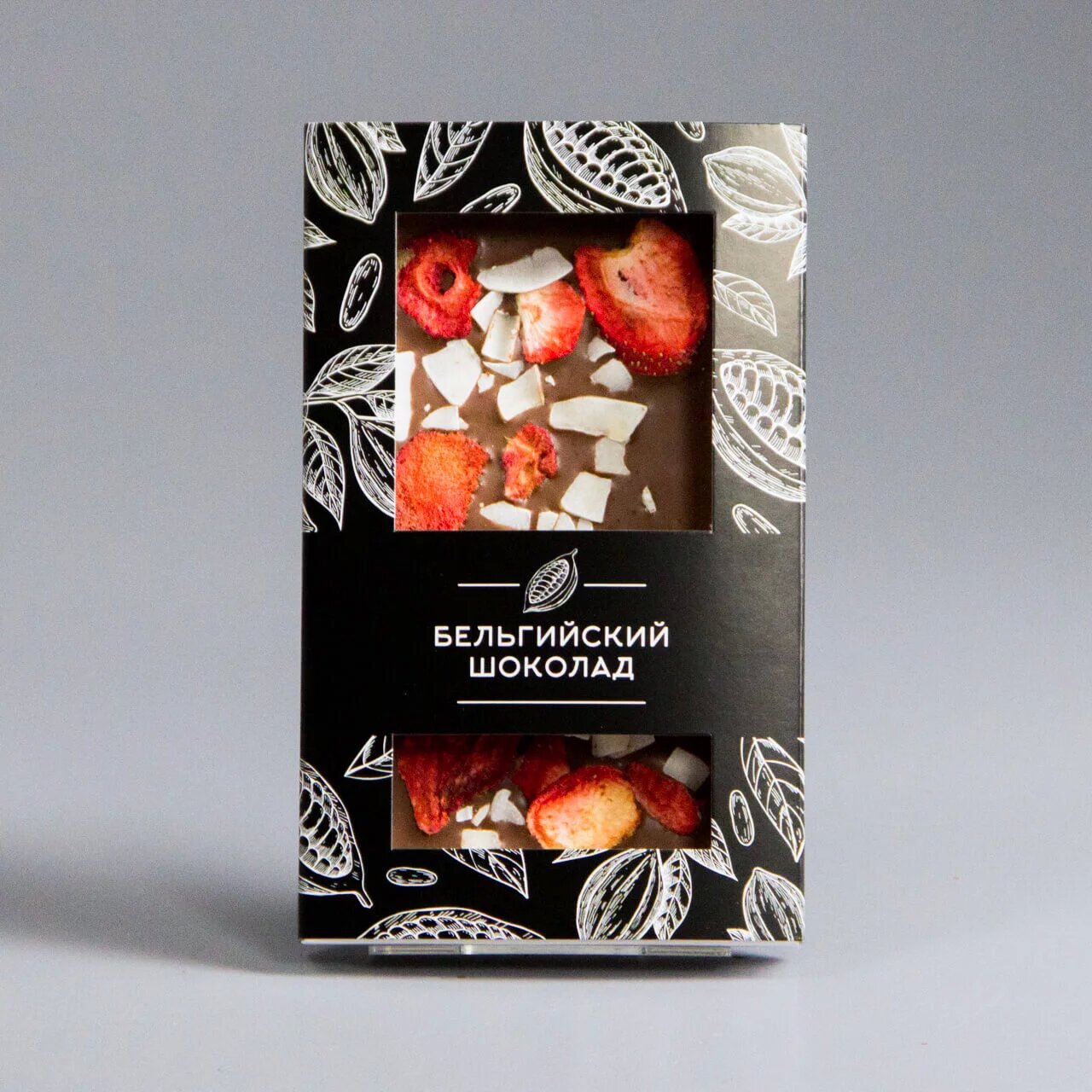 Молочный бельгийский шоколад Клубника, кокос
