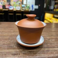 Гайвань Исин рыжий белая глазурь глина 120 мл