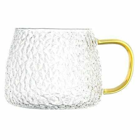 Кружка рельефное стекло 420 мл желтая ручка