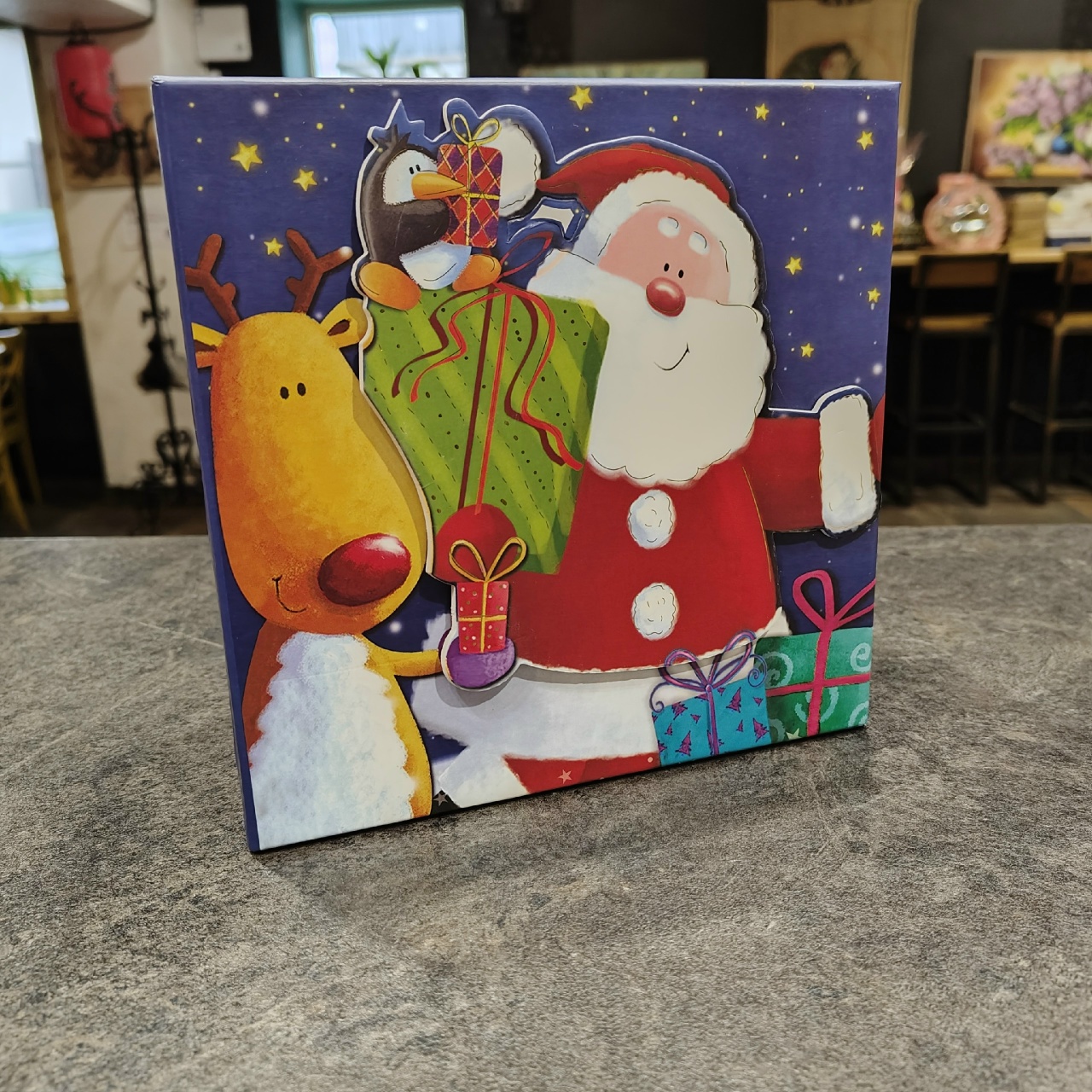 Коробка подарочная 3 в 1 Дед мороз с оленем