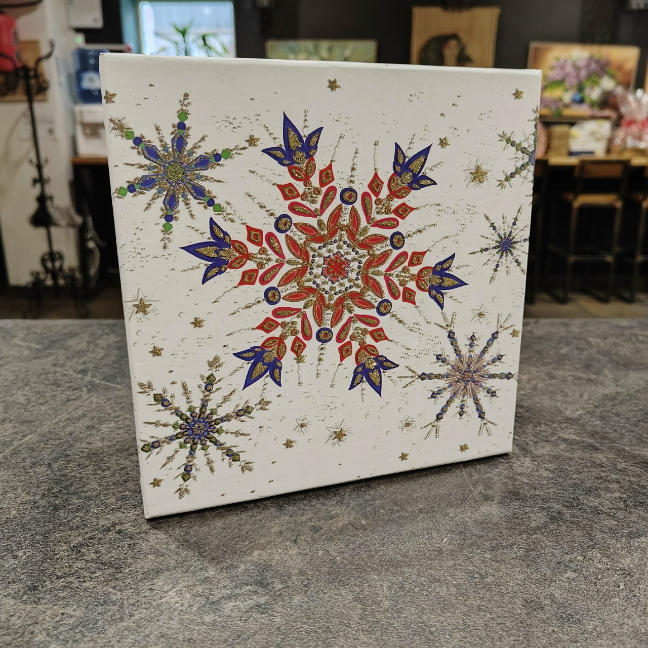 Коробка подарочная 3 в1 Снежинки кристалл